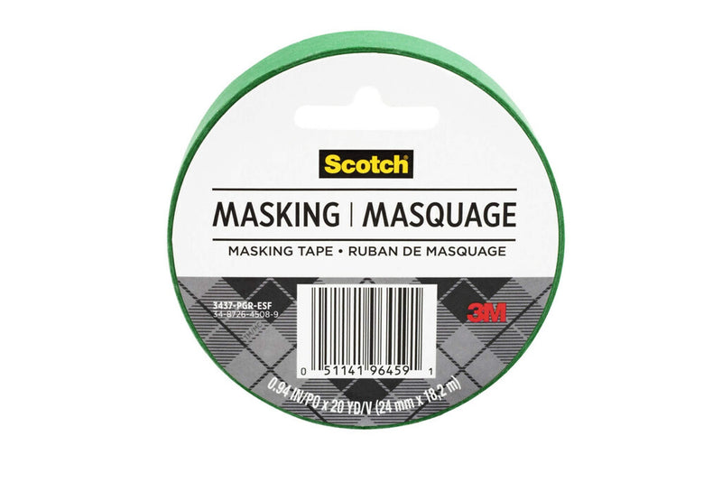 Scotch Expressions Masking Tape, 0.94 in. x 20 yds., Primary Green (3437-PGR-ESF)