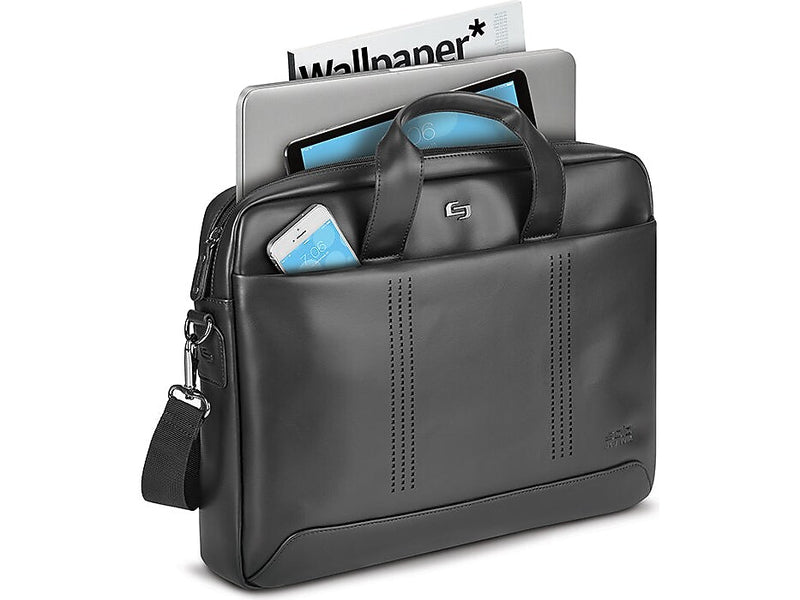 Solo New York Murray Vinyl Briefcase, Laptop Compatible, Black (VNL100-4)