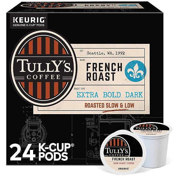 Tully's French Roast Coffee Keurig® K-Cup® Pods, Dark Roast, 24/Box (192619)