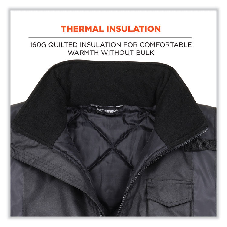 GloWear 8377EV Non-Certified Hi-Vis Quilted Bomber Jacket, Black, 4X-Large