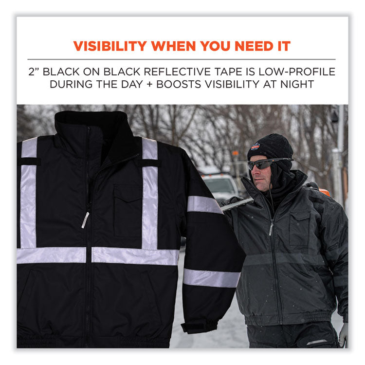 GloWear 8377EV Non-Certified Hi-Vis Quilted Bomber Jacket, Black, 5X-Large
