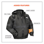 GloWear 8377EV Non-Certified Hi-Vis Quilted Bomber Jacket, Black, 5X-Large
