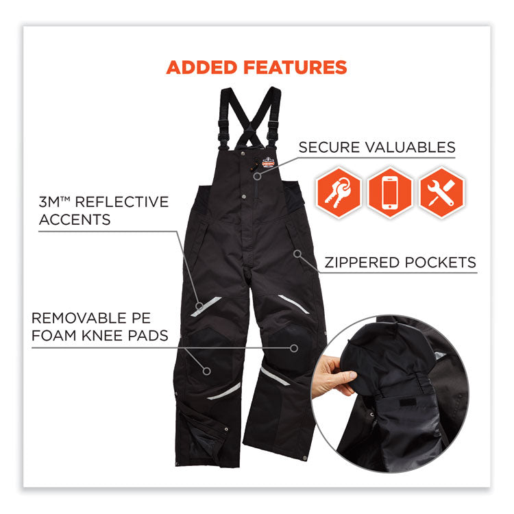 N-Ferno 6471 Thermal Bibs with 500D Nylon Shell, 4X-Large, Black
