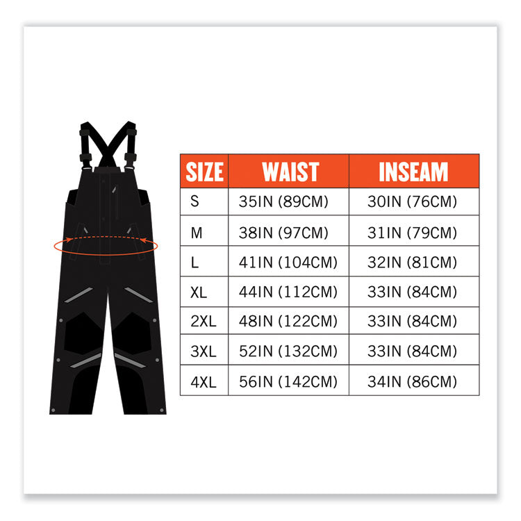 N-Ferno 6471 Thermal Bibs with 500D Nylon Shell, 4X-Large, Black