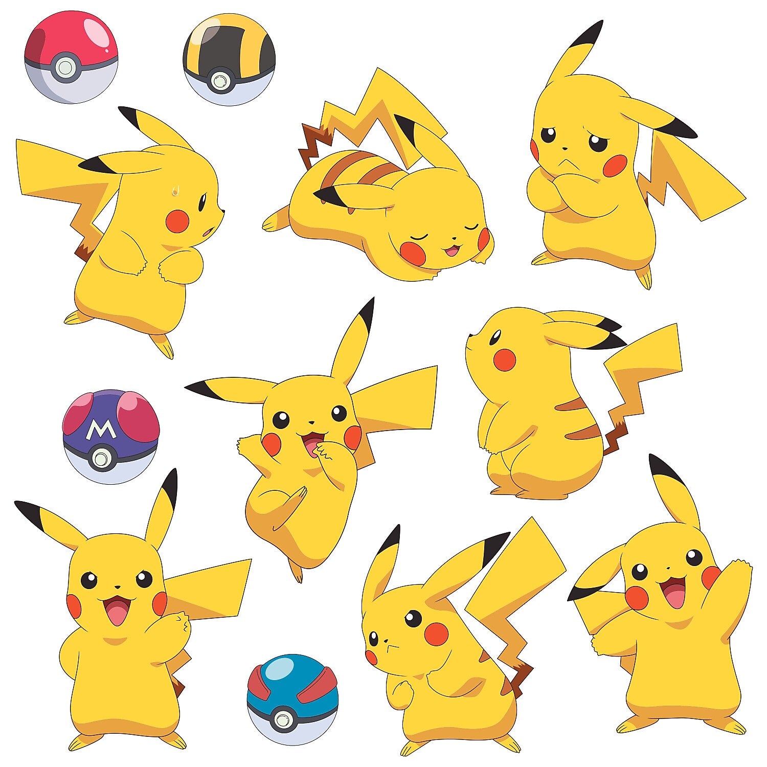 York Wallcoverings Pokémon Pikachu Children's Decals, Cartoons (RMK3596SCS)