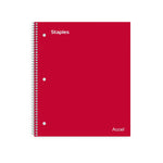 Staples Premium Poly 1-Subject Notebook, 8" x 10.5", Wide Ruled, 100 Sheets, Red (ST20958D)