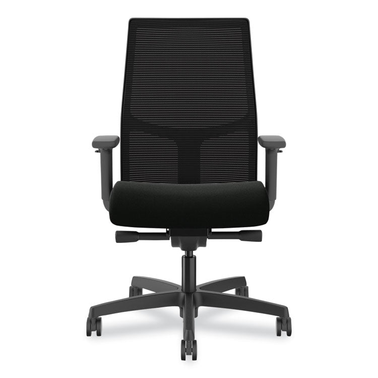 Ignition 2.0 Fabric Upholstered Mid-Back Task Chair with Adjustable T-Arms, 17" to 21.5" Seat Height, Black Seat/Back