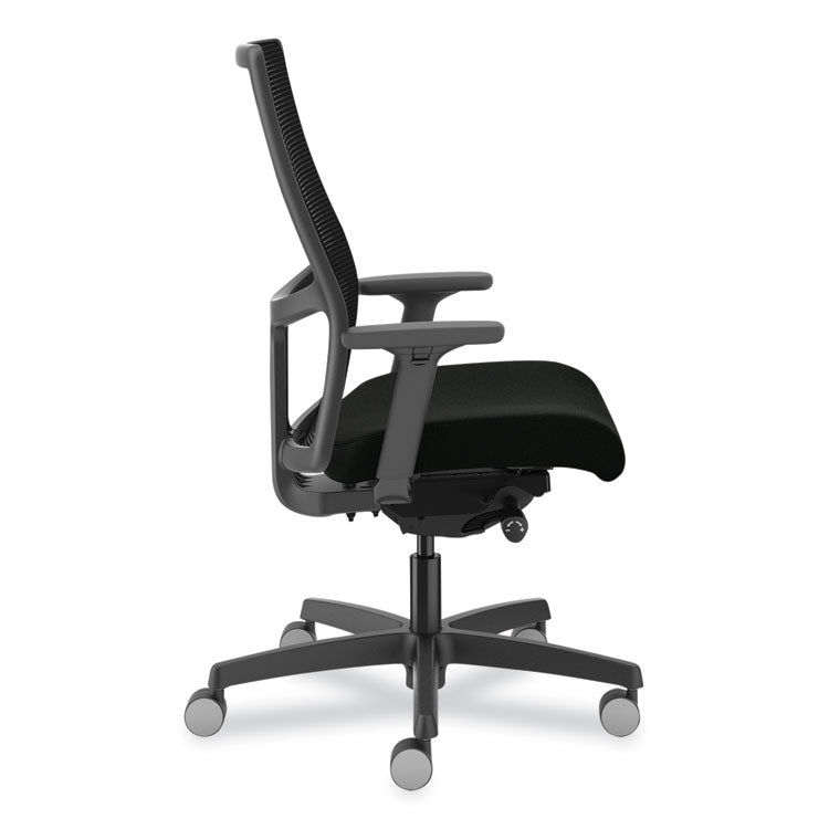 Ignition 2.0 Fabric Upholstered Mid-Back Task Chair with Adjustable T-Arms, 17" to 21.5" Seat Height, Black Seat/Back