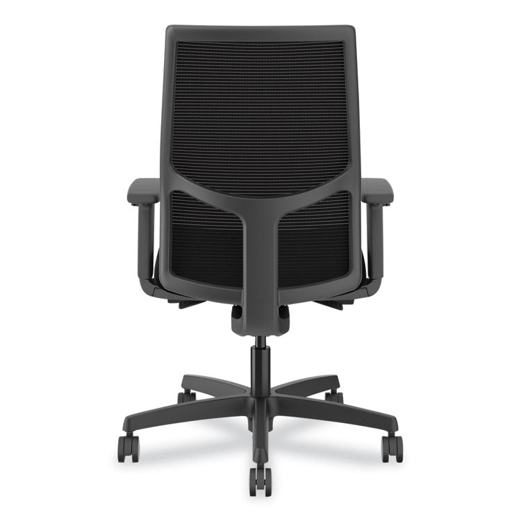 Ignition 2.0 Fabric Upholstered Mid-Back Task Chair with Adjustable T-Arms, 17" to 21.5" Seat Height, Black Seat/Back