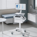 Mount-It! MedHub Mobile Medical Cart Workstation with Drawers, Monitor Mount, and Locking Caster Wheels, White/Grey (MI-16025)