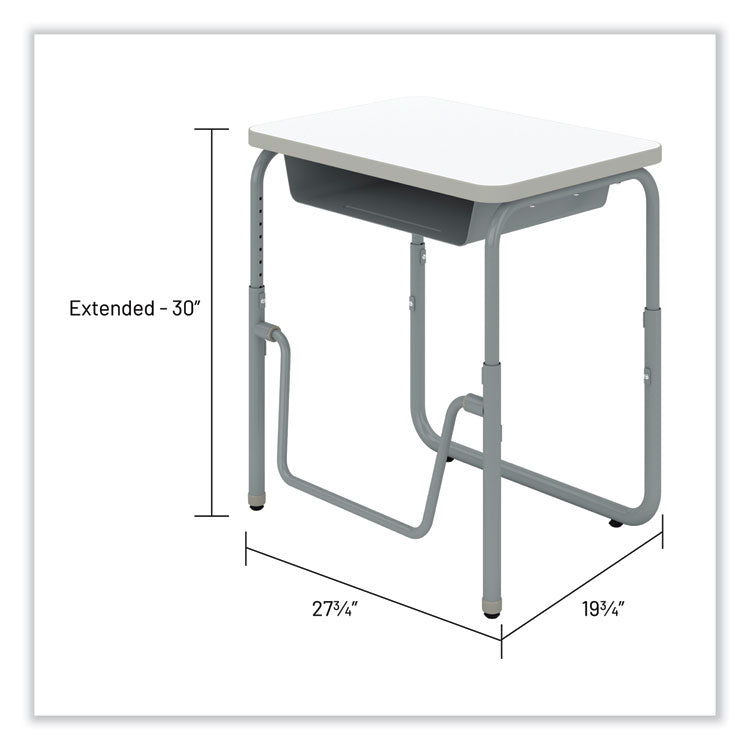 AlphaBetter 2.0 Height-Adjustable Student Desk with Pendulum Bar and Book Box, 27.75 x 19.75 x 22 to 30, Dry Erase