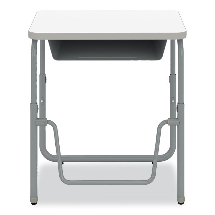 AlphaBetter 2.0 Height-Adjustable Student Desk with Pendulum Bar and Book Box, 27.75 x 19.75 x 22 to 30, Dry Erase