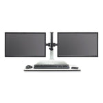 Soar Electric Desktop Sit/Stand Dual Monitor Arm, For 27" Monitors, White, Supports 10 lbs