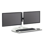 Soar Electric Desktop Sit/Stand Dual Monitor Arm, For 27" Monitors, White, Supports 10 lbs