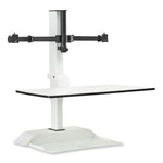 Soar Electric Desktop Sit/Stand Dual Monitor Arm, For 27" Monitors, White, Supports 10 lbs