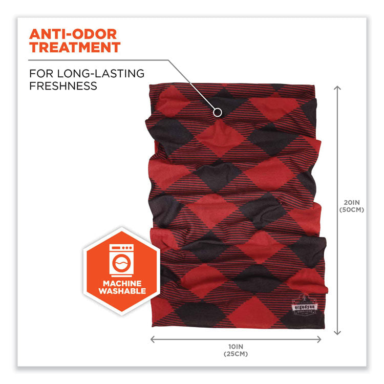 Chill-Its 6485 Multi-Band, Polyester, One Size Fits Most, Red Buffalo Plaid