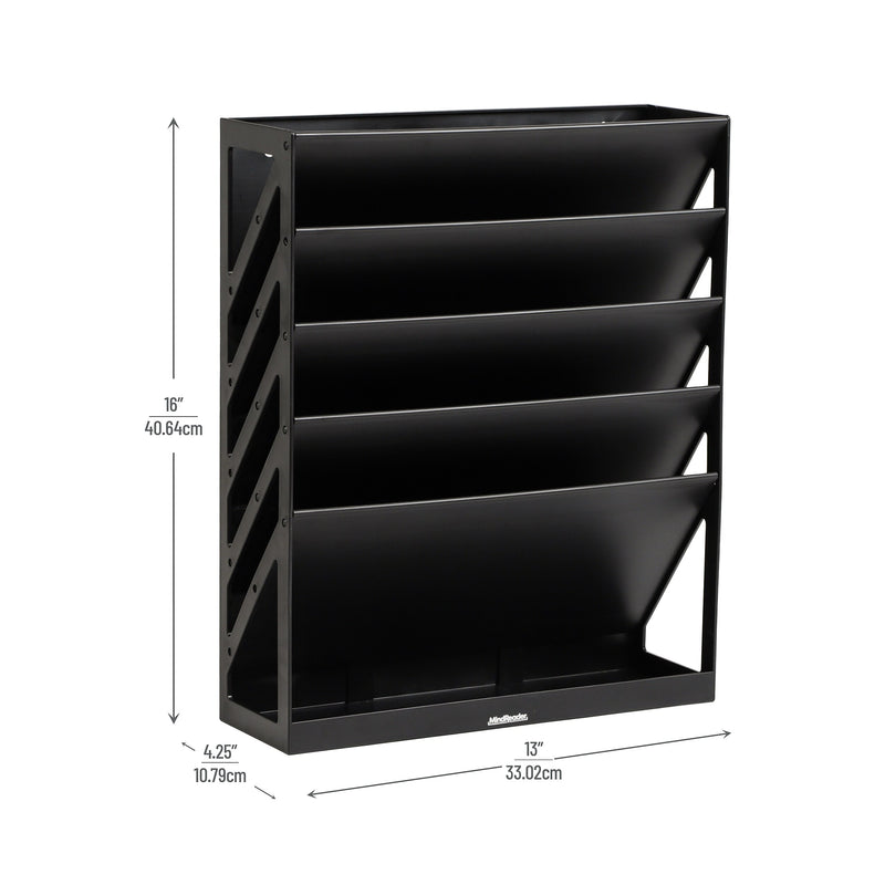 Mind Reader 5-Compartment Plastic Mountable Wall File, Black (WALLANCH-BLK)