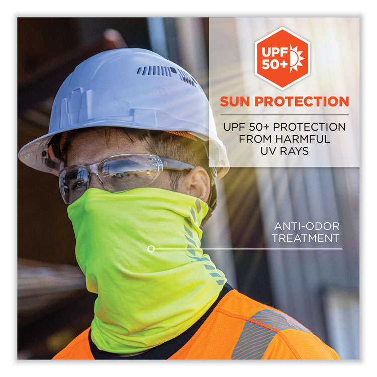Chill-Its 6487R Reflective Cooling Multi-Band, Polyester/Spandex, One Size Fits Most, Hi-Vis Lime