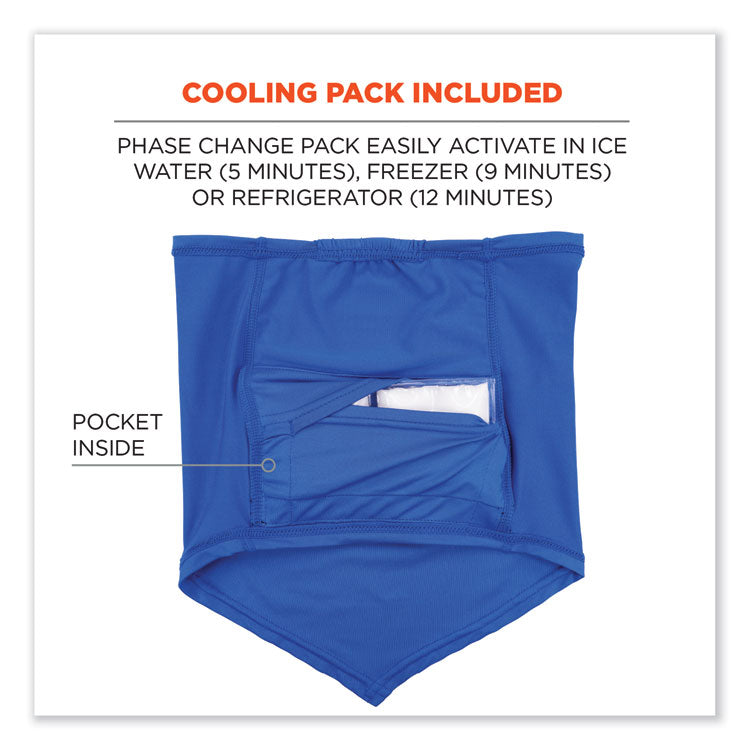 Chill-Its 6482 Cooling Neck Gaiter Bandana Pocket Kit, Polyester/Spandex, Small/Medium, Blue