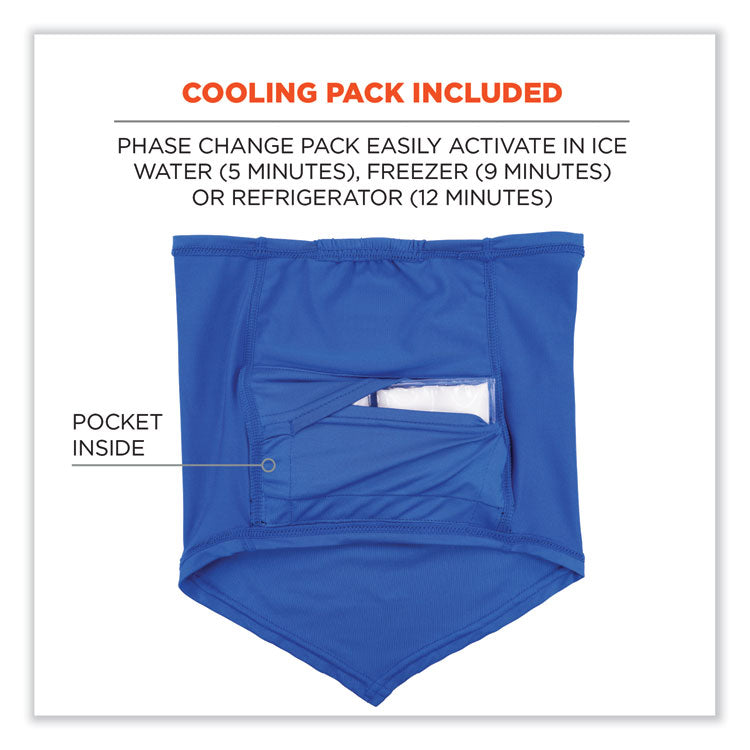 Chill-Its 6482 Cooling Neck Gaiter Bandana Pocket Kit, Polyester/Spandex, Large/X-Large, Blue