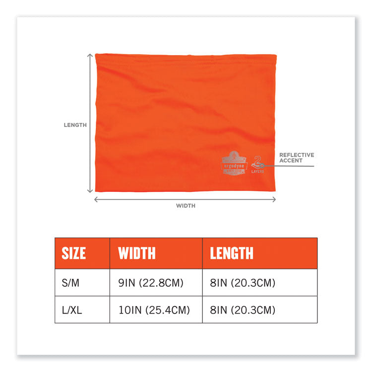 Chill-Its 6489 2-Layer Cooling Performance Knit Multi-Band, Polyester/Spandex, Small/Medium, Hi-Vis Orange