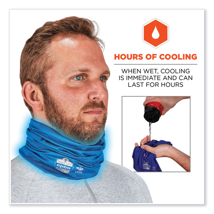 Chill-Its 6489 2-Layer Cooling Performance Knit Multi-Band, Polyester/Spandex, Small/Medium, Blue