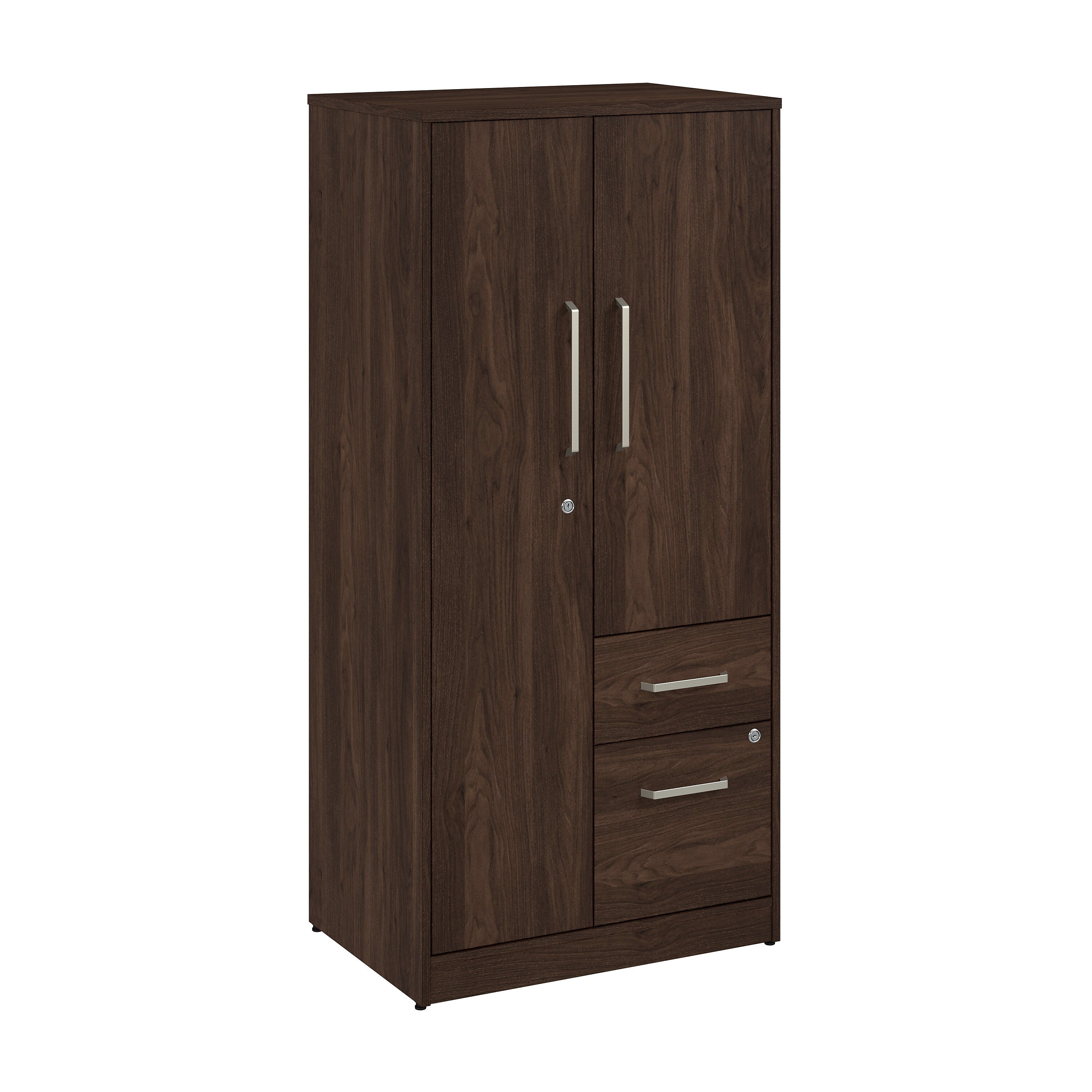Bush Business Furniture Vista Wardrobe Cabinet with Drawers, Black Walnut (VSS130BWK)