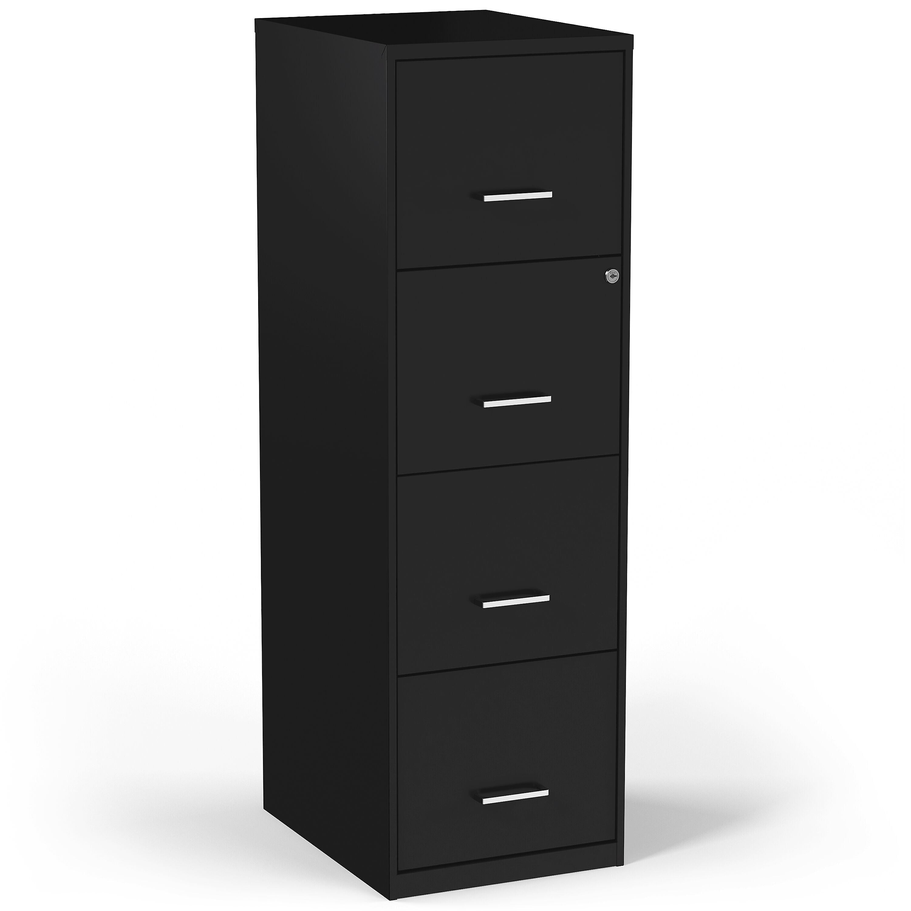 Staples 4-Drawer Vertical File Cabinet, Letter Size, Lockable, 47.2"H x 14.5"W x 18.9"D, Black (ST52152-CC)