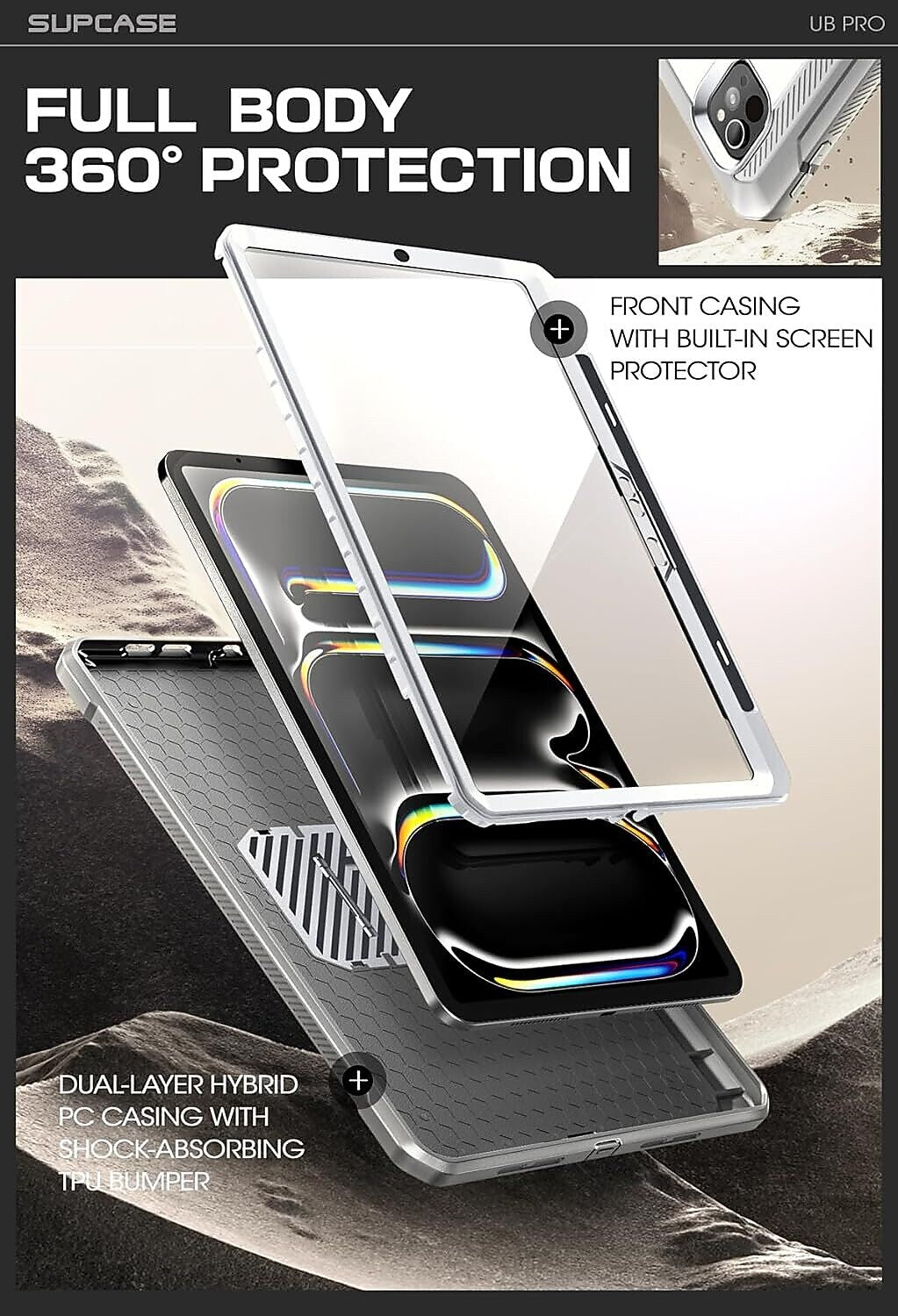 SUPCASE Unicorn Beetle Pro Plastic 11" Fullbody Case for iPad Pro 11" 5th Generation, White