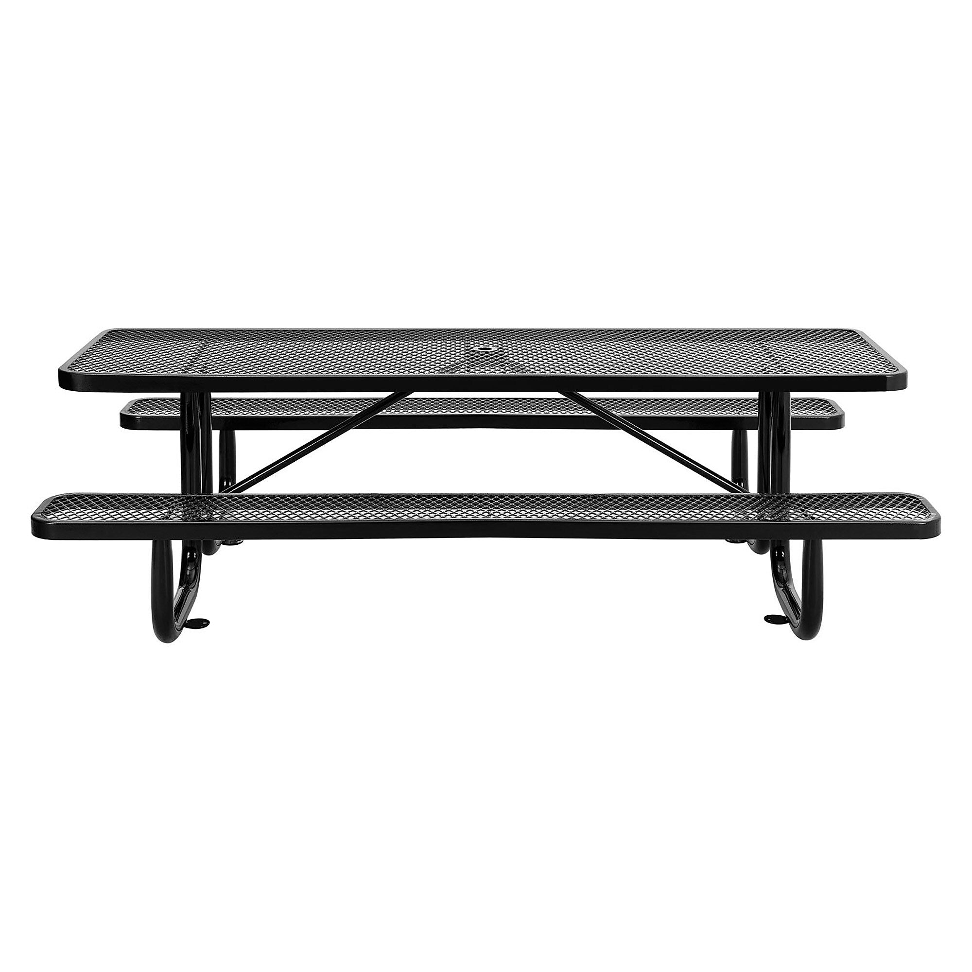 Global Industrial 8' Rectangular Picnic Table, Expanded Metal, Black (277153BK)