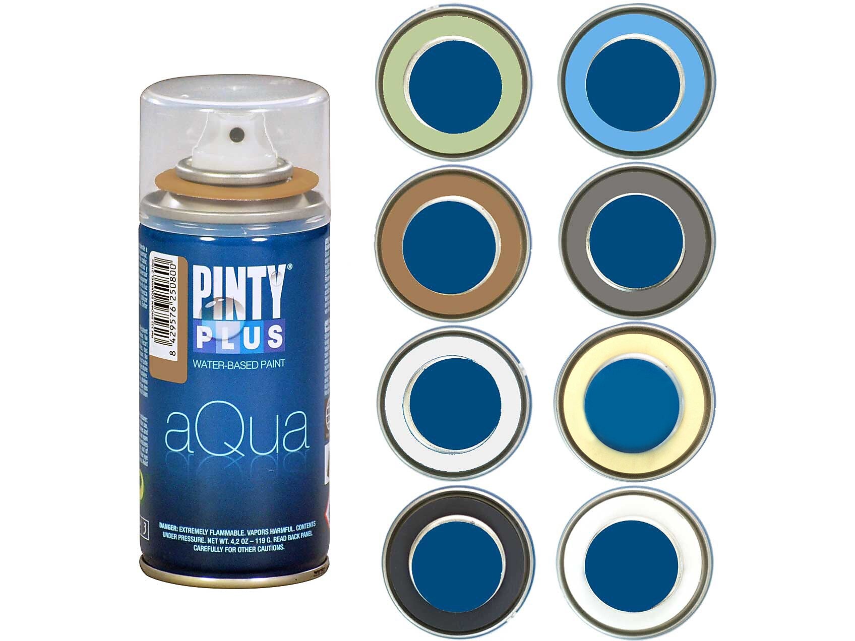Pintyplus Aqua Water-Based Spray Paint, Assorted Colors, 4.2 oz., 8/Pack (KTAM 313P8-RT)