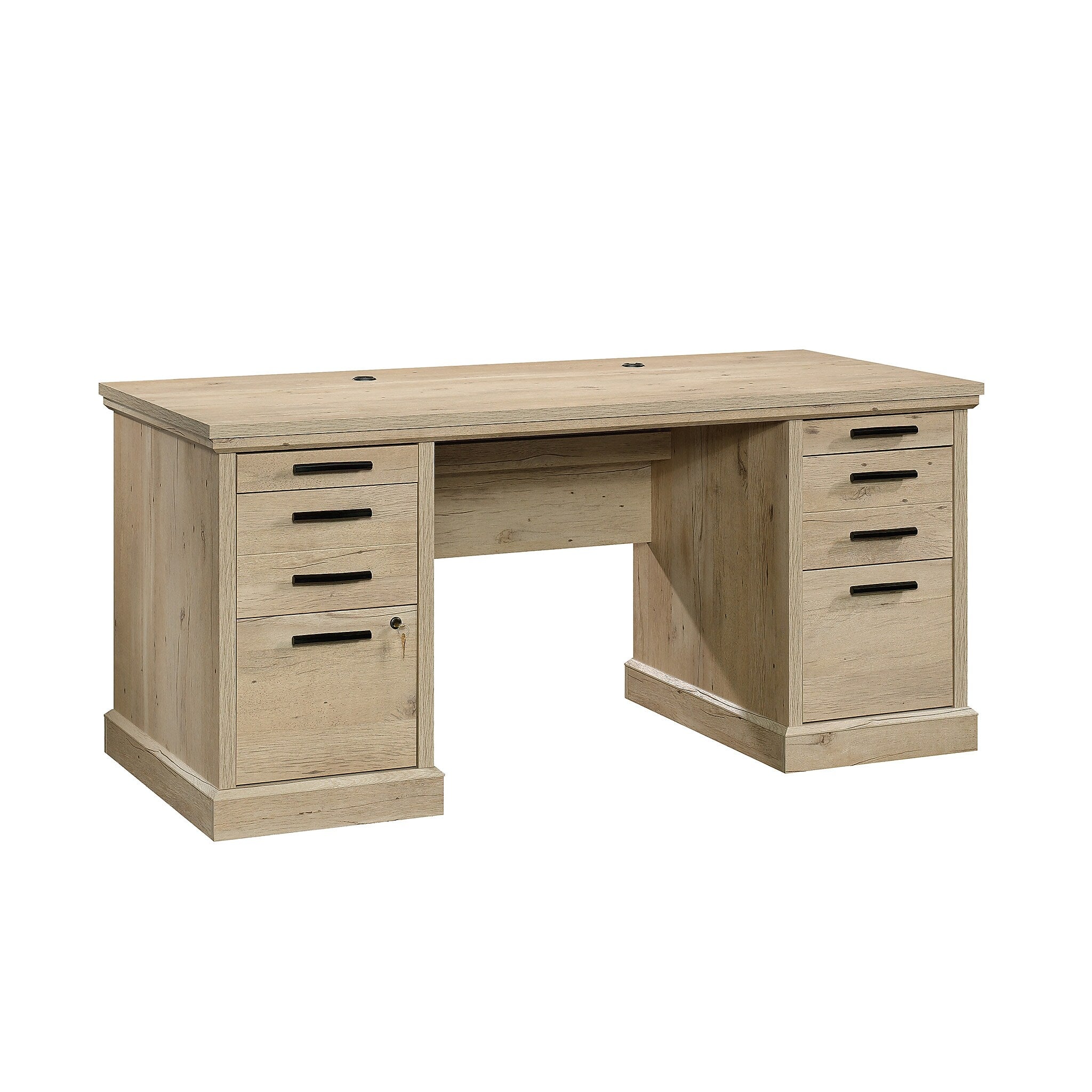 Sauder Aspen Post 65"W Executive Computer Desk, Prime Oak (426487)