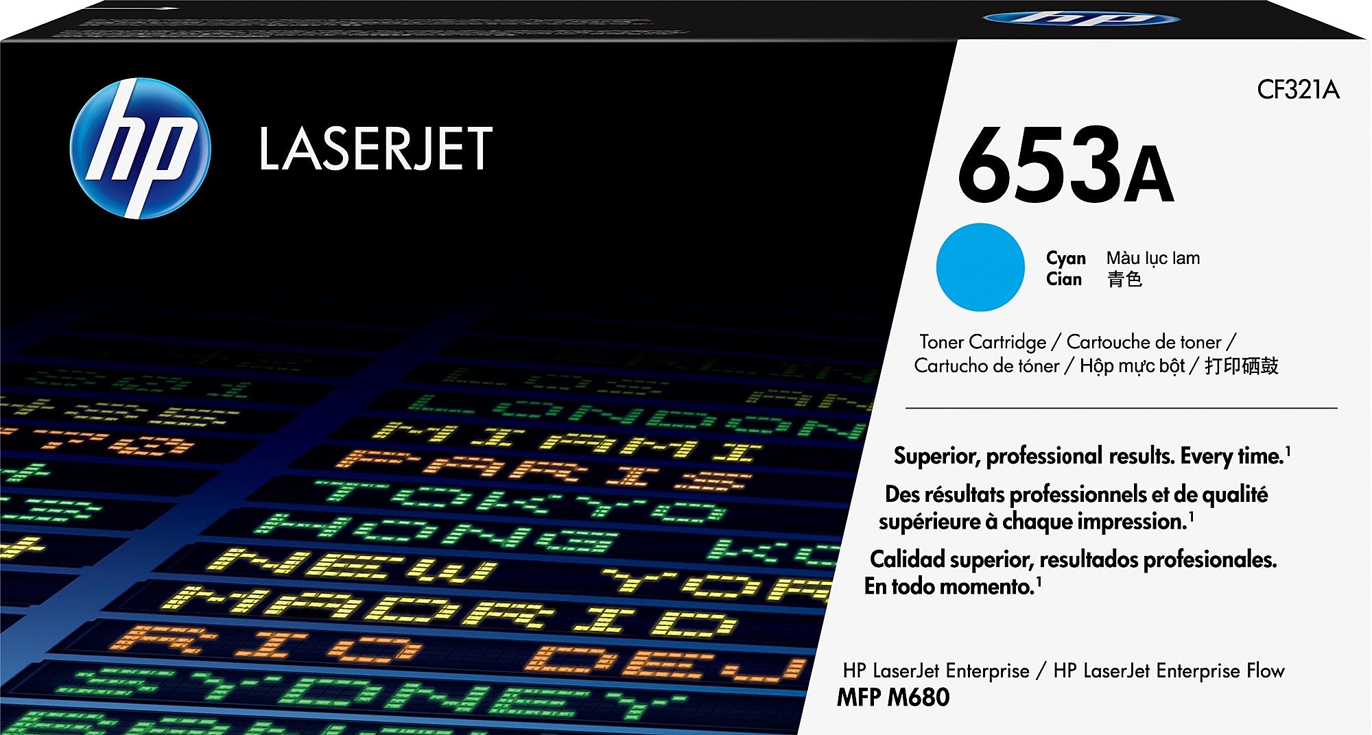 HP 653A Cyan Standard Yield Toner Cartridge, Prints Up to 16,500 Pages (CF321A)
