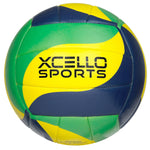Xcello Sports Volleyballs with Pump, Green/Navy/Yellow and Blue/Yellow/White, 2/Pack (XS-VB-2-ASST-3)