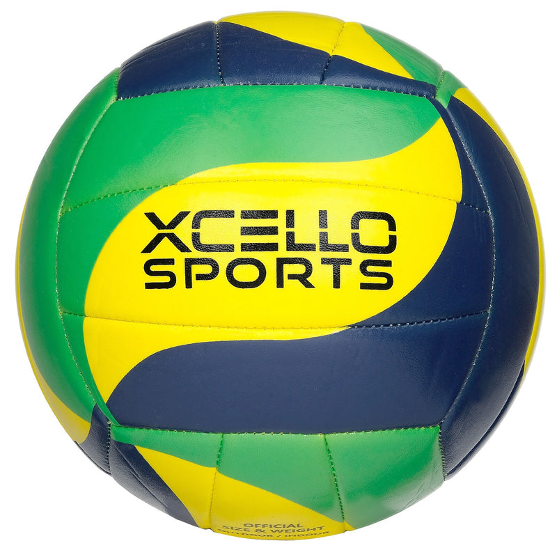 Xcello Sports Volleyballs with Pump, Green/Navy/Yellow and Blue/Yellow/White, 2/Pack (XS-VB-2-ASST-3)