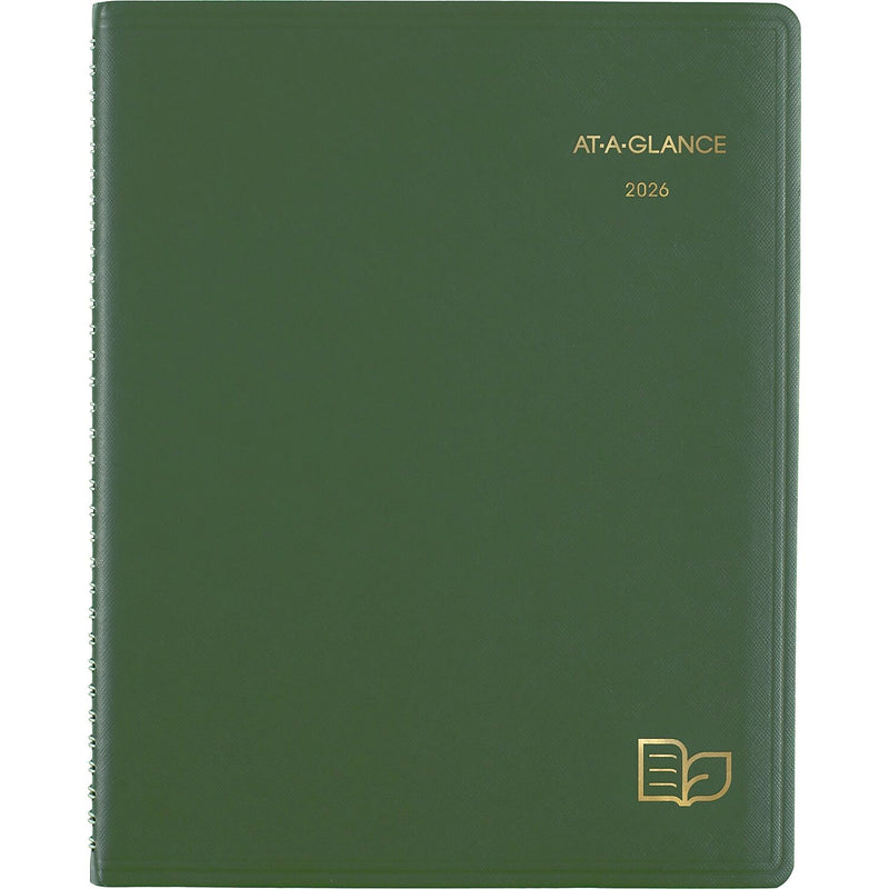 2026 AT-A-GLANCE Recycled 8.25" x 11" Weekly & Monthly Appointment Book Planner, Faux Leather Cover, Green (70-950G-60-26)