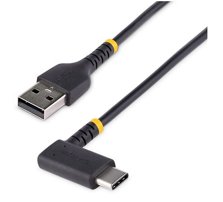 StarTech USB-A to USB-C Charging Cable Right Angle, 1ft, Black (R2ACR-30C-USB-CABLE)