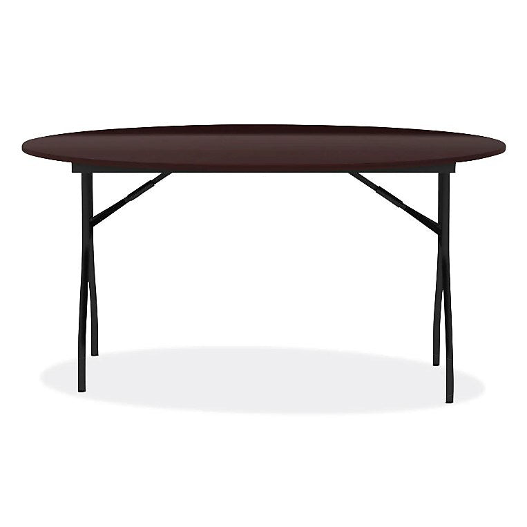Alera® Round Wood Folding Table, 59 dia x 29.13h, Mahogany (ALEFT7260DMY)