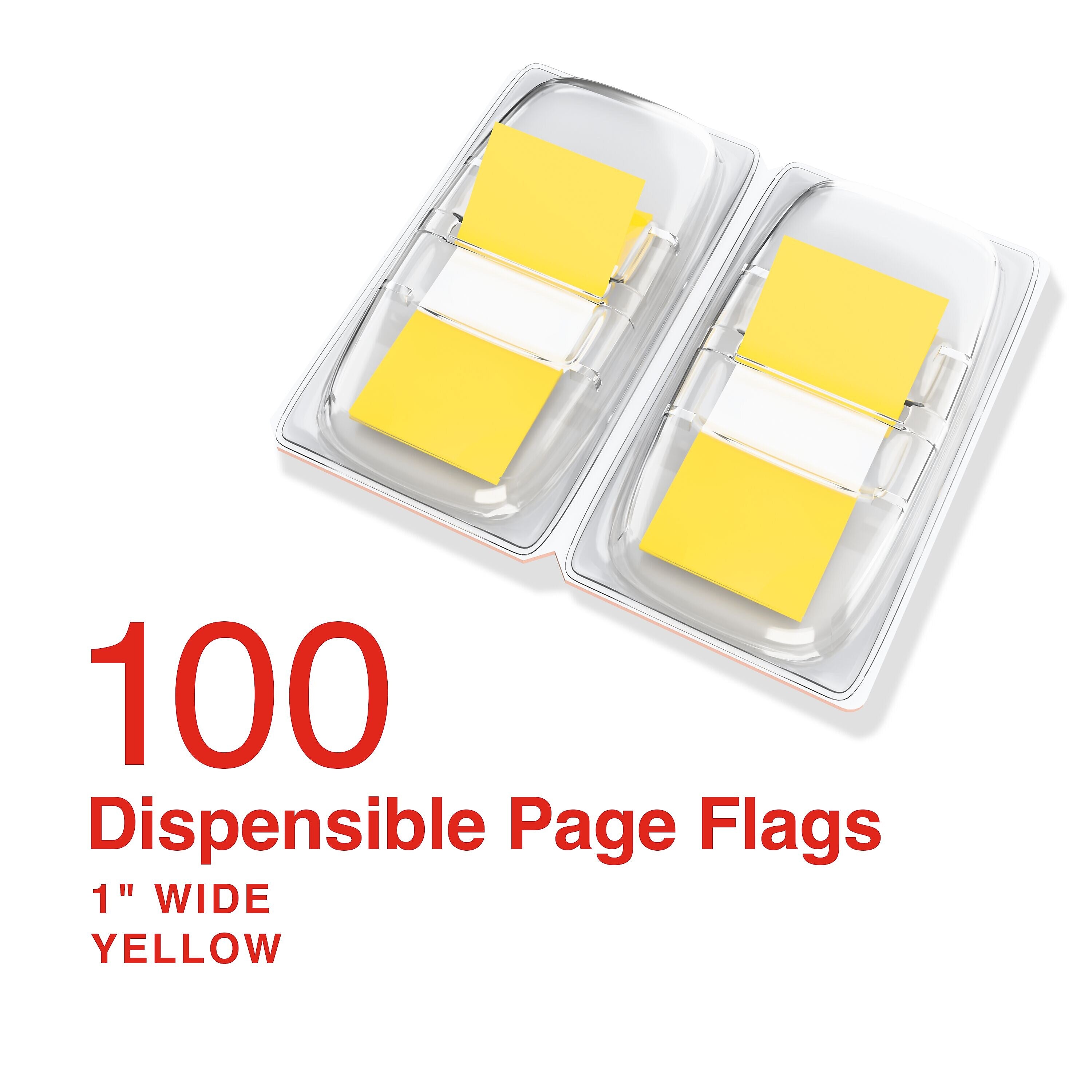 Staples Sunshine Collection Page Flags with Pop-Up Dispenser, 1" Wide, Yellow, 100/Pack (14111)