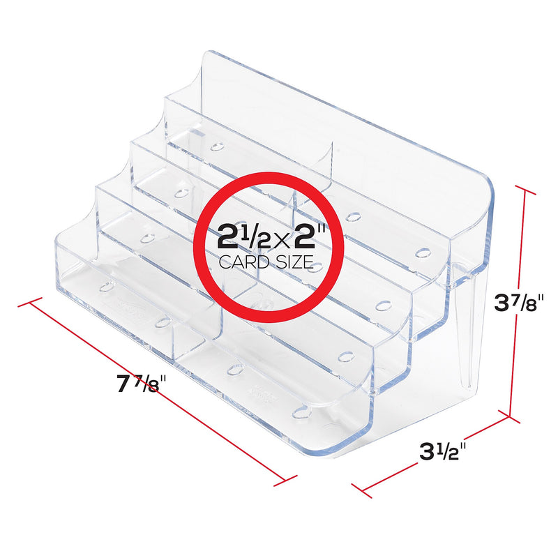 Deflect-O 8-Compartment Business Card Desktop Holder, 400-Card Capacity, Clear (70801)