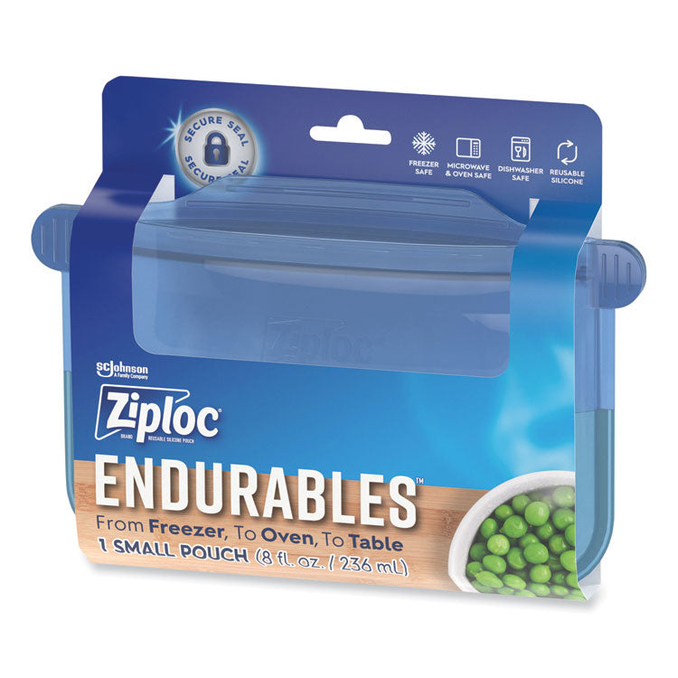 Endurables Silicone Pouches, Small, 8 oz, 7.4" x 5.9", Clear, 8/Carton