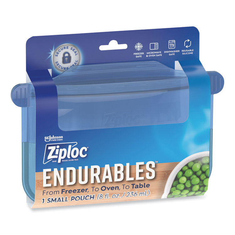 Endurables Silicone Pouches, Small, 8 oz, 7.4" x 5.9", Clear, 8/Carton
