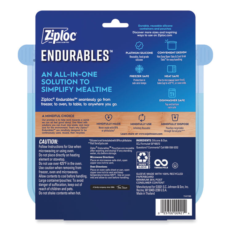 Endurables Silicone Pouches, Medium, 16 oz, 4.4" x 7.9", Clear, 8/Carton