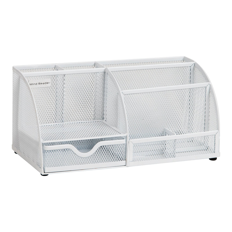 Mind Reader 7-Compartment Metal Desk Organizer File and Accessory Storage, White (JOEORG-WHT)
