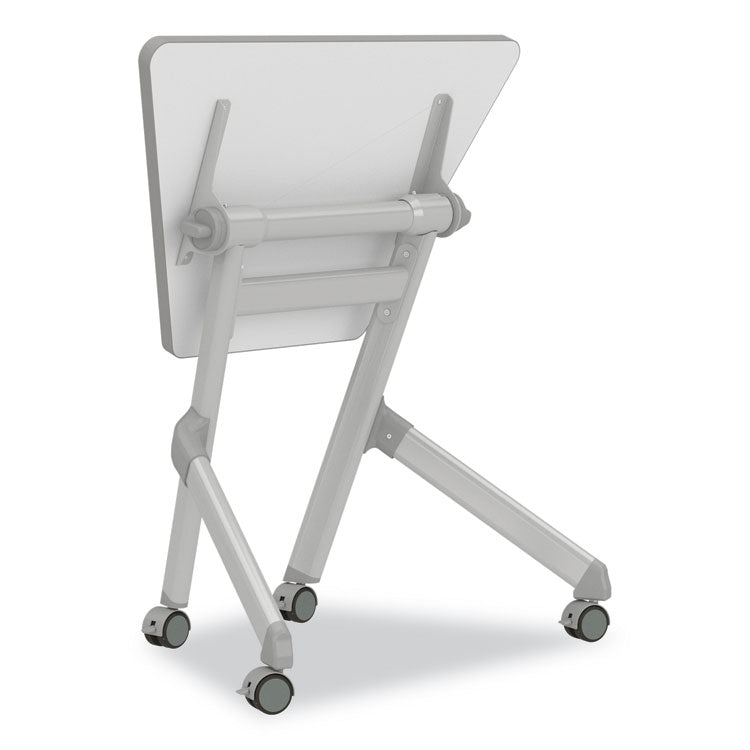 Learn Nesting Trapezoid Desk, 32.83" x 22.25" to 29.5", White/Silver