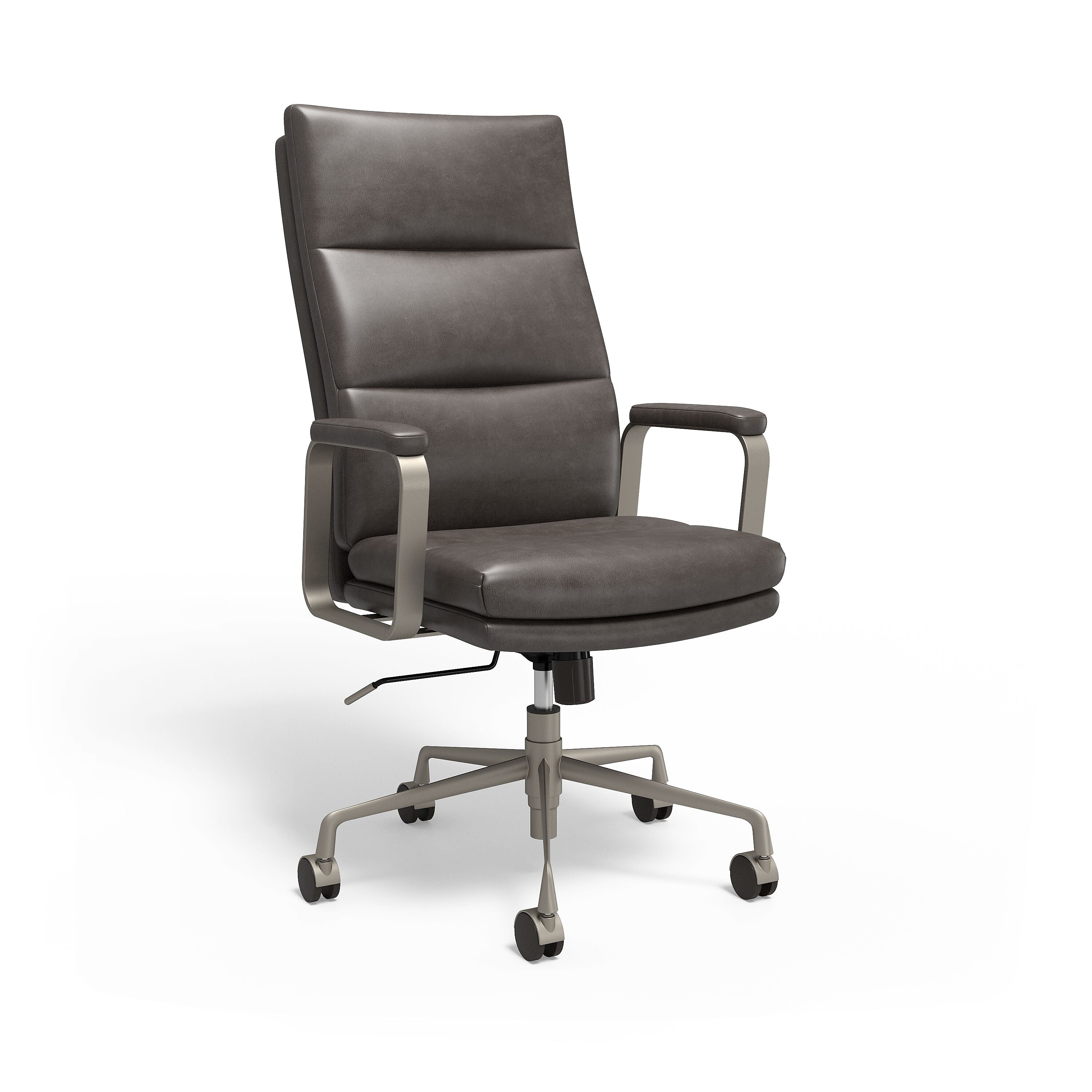 Staples® Shelton Ergonomic Leather Swivel Manager Chair, Gray (HG-70081)
