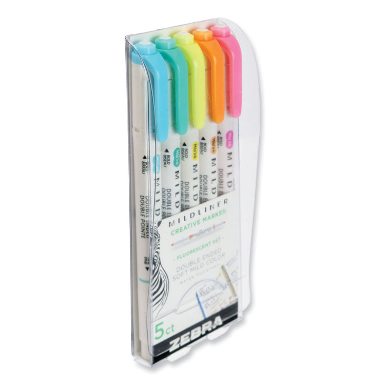 Mildliner Double Ended Highlighter, Assorted Ink Colors, Bold-Chisel/fine-Bullet Tips, Assorted Barrel Colors, 5/pack