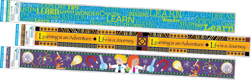 Barker Creek Double-Sided Border Set, 35" x 3", Learning, 3 designs, 36/Set (4046)