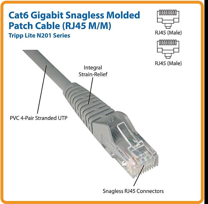 Tripp Lite 3' RJ45 to RJ45 Cable, Male to Male, Yellow (N201-003-YW)
