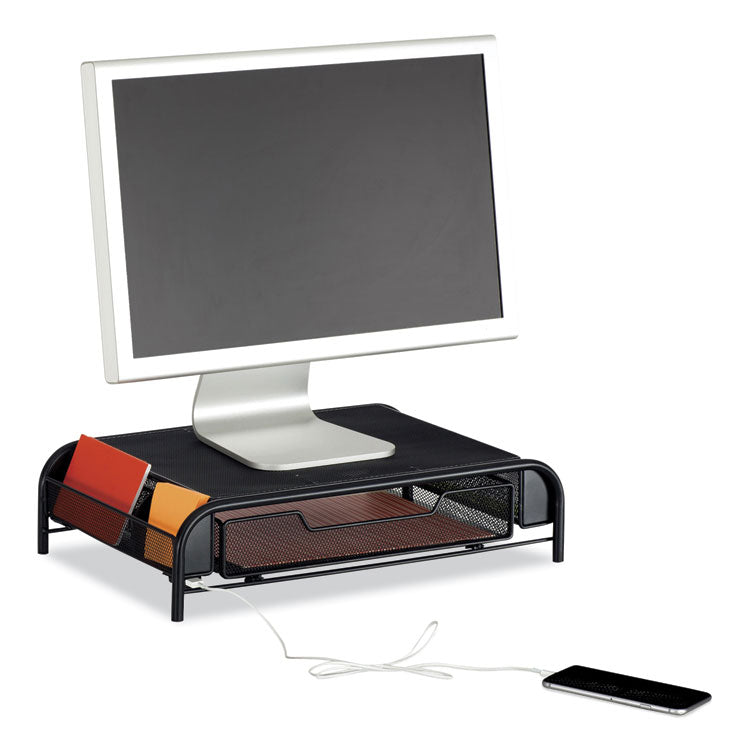 Powered Onyx Monitor Stand, 18.25" x 11.75" x 4.5", Black